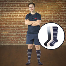 Load image into Gallery viewer, COMRAD COMPRESSION SOCKS 3-PACK (WHITE / NAVY / BLACK)